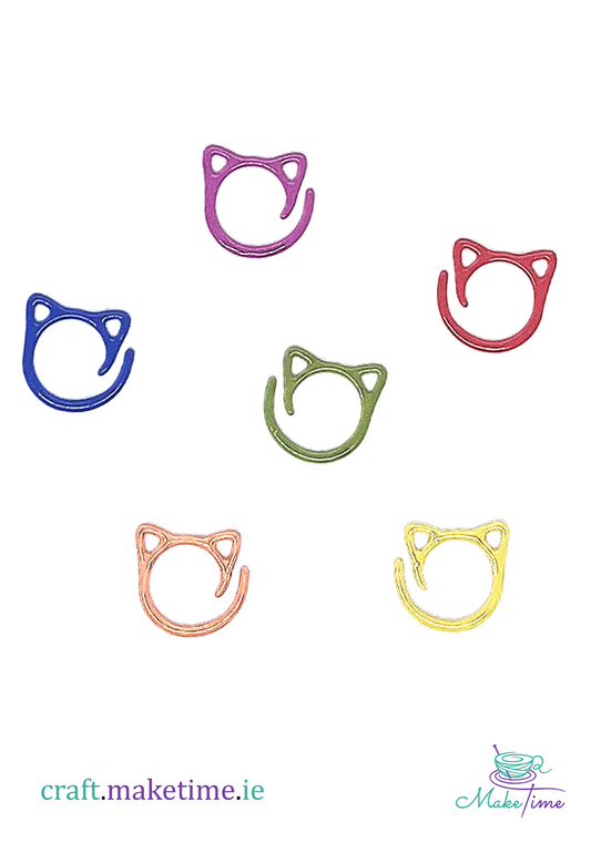 6 cat shaped stitch markers